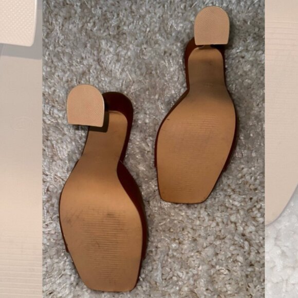 Cape Robbin Womens Size 8 Pyramid High Heels Square Open Toe Lithe Sandals Brown - Picture 6 of 8